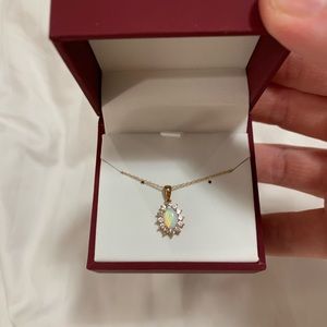 Helzberg 10k Rose Gold and Opal necklace